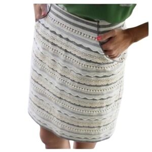 Anthropologie Tabitha Striped Lace Trim Pencil Skirt - Size 6